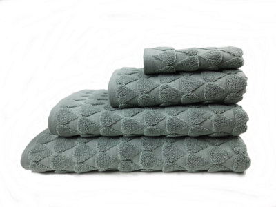 Teardrop 600Gsm Heavyweight Cotton Jacquard Bath Sheet Jadeite Green from B&Q