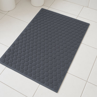 Teardrop Cotton Jacquard Toweling Heavyweight Bath Mat Charcoal Grey from B&Q