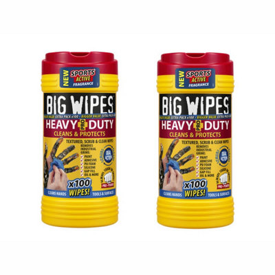 Big Wipes X100 Pro+ Heavy Duty Trade Wipes X2 Tubs Removes OilPaintSilicones from B&Q