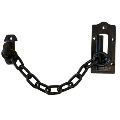 UAP Limited Uap Cast Iron Sliding Door Chain Security Latch For Front Door Black Rustic Finish from B&Q