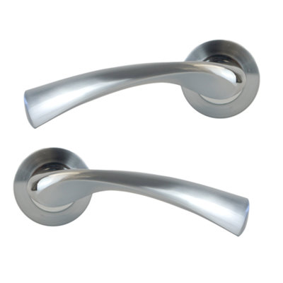 Intelligent Hardware - Internal Door Handle - Pair - Lever On Round Rose - Truro - Polished/satin Nickel