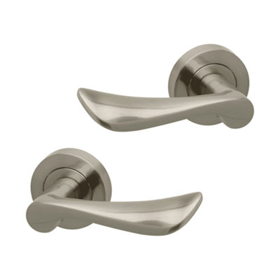 Intelligent Hardware - Internal Door Handle - Pair - Lever On Round Rose - Worcester - Satin Nickel