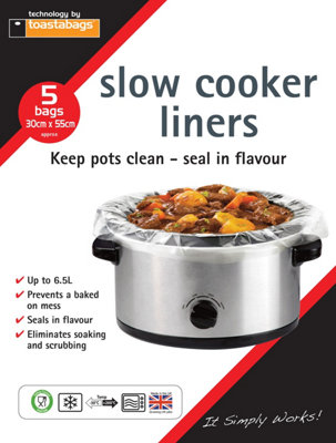 B&Q -  Toastabags Slow Cooker & Crock Pot Liners 5 Pack Up To 6.5L Round & Oval No Mess