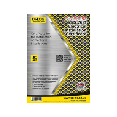Di-Log Dlceic182 Electrical Installation Certificate from B&Q