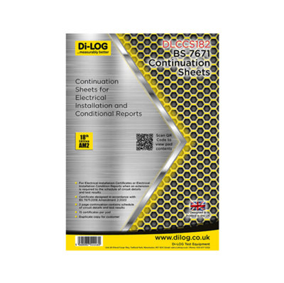 Di-Log Dlccs182 Continuation Sheets For Electrical Installation And Conditional Reports from B&Q