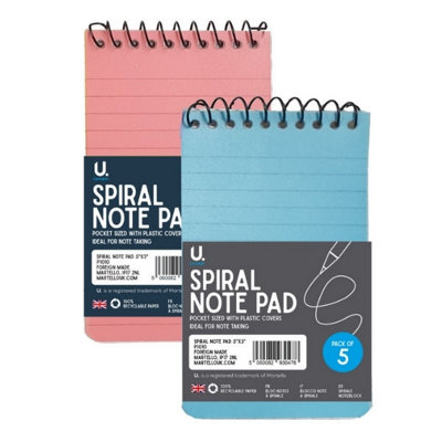 Pack of 5 5""x3"" 34 Sheets Spiral Note Pads - Image 5