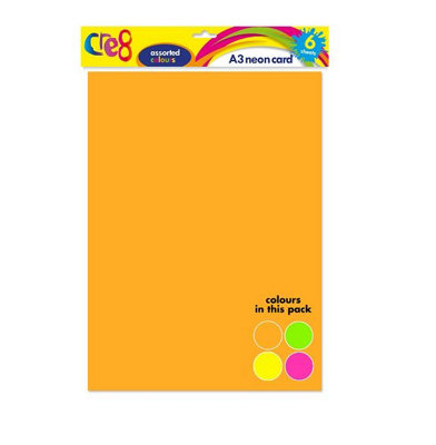6 Sheets A3 Neon Card Multi Coloured Fluorescent Smooth Poster Thick 200gsm - Image 6
