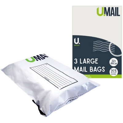 B&Q -  3 Large Mail Bags Pack Key Features Eco Friendly Material Made With 30 Recycled Plastic For Sustainable Packaging Waterproof