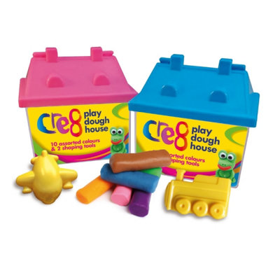 B&Q -  House Play Dough Craft Set Complete House Set 10 Colourful Doughs And 2 Cutters Included Fun House Shaped Container Practical