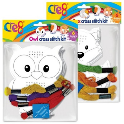 B&Q -  Fox Owl Cross Stitch Kit Assorted Creative Cross Stitch Kit Fun Fox And Owl Designs For Engaging Craft Activities All In One Craft