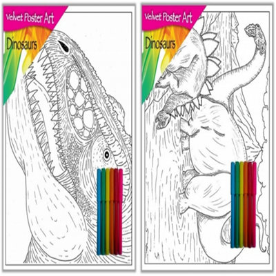 Single Dinosaurs Velvet Poster Art with Fiber Pens - Image 3