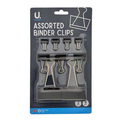 Martello 9 Black Assorted Sized Binder Clips Pack 9 Binder Clips Included 2 Large 3 Medium And 4 Small Assorted Sizes For Various Document
