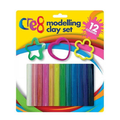B&Q -  12 Colour Modelling Clay Set Pack Key Features 12 Vibrant Colours Wide Range Of Shades For Colourful Creations Includes 3 Cutters