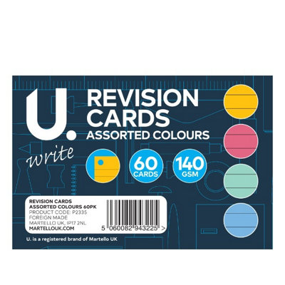 Martello P2335 Lined Ruled Revision Cards, Assorted Pastel Colours - Pack of 60 - Image 5