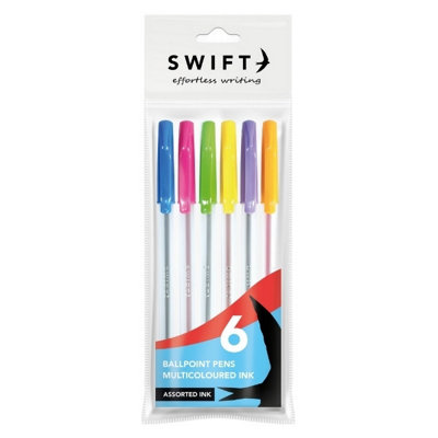 Pack of 6 Multicoloured Ballpoint Pens - Image 4
