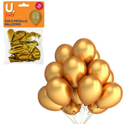 Gold Metallic Balloons 10 Pack 27cm Party Christmas Decoration - Image 4