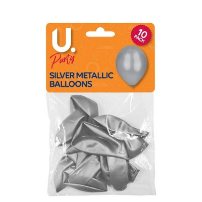 Pack of 10 Silver Metallic Balloons - Image 3