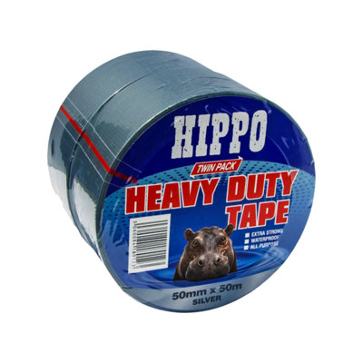 Hippo Heavy Duty Tape 50mm X 50M Twin PackSilver from B&Q