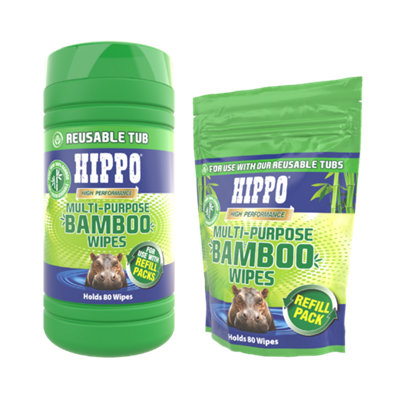 Hippo Multi Purpose  Bamboo Tub + Refill Pack160 Wipes from B&Q