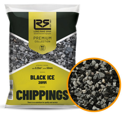 Stone Warehouse Black Ice Chippings 20mm Single Bag 20Kg DrivewaysFootpathsBordersRaised Beds from B&Q