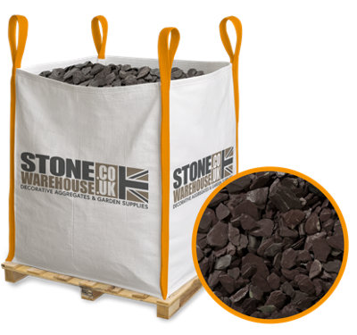Stone Warehouse Plum Slate Chippings 40mm Bulk Bag 800Kg FootpathsBordersRaised BedsPonds from B&Q