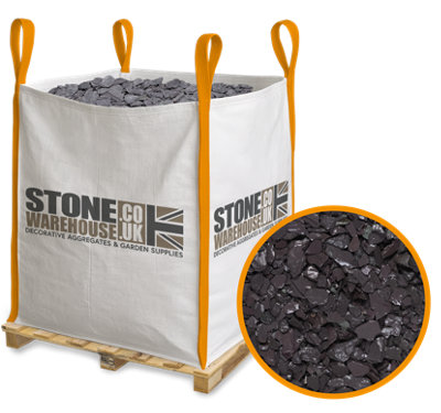 Stone Warehouse Blue Slate Chippings 40mm Bulk Bag 800Kg FootpathsBordersRaised BedsPonds from B&Q