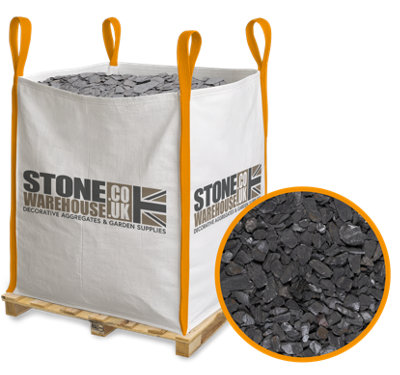 Stone Warehouse Grey Black Charcoal Slate Chippings 40mm Bulk Bag 800Kg FootpathsBordersRaised BedsPonds from B&Q