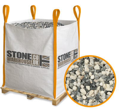 Stone Warehouse Blue Grey White Polar Ice Gravel 20mm Bulk Bag 800Kg DrivewaysFootpathsBordersRaised Beds from B&Q