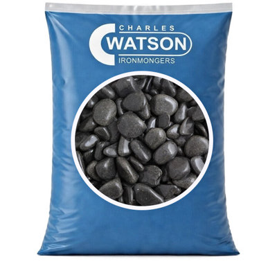 Charles Watson Ebony Pebbles 15-30mm Decorative Garden Stones Large Approx. 20Kg Polybag from B&Q