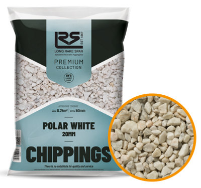 Stone Warehouse Polar White 20mm Chippings Single Bag 20Kg DrivewaysFootpathsBordersRaised Beds from B&Q