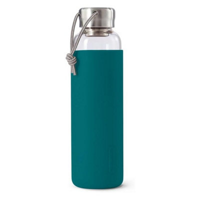 Black+Blum Glass Water Bottle 600ml - Ocean Blue - Borosilicate Glass, Stainless Steel Lid, Leakproof - Image 3