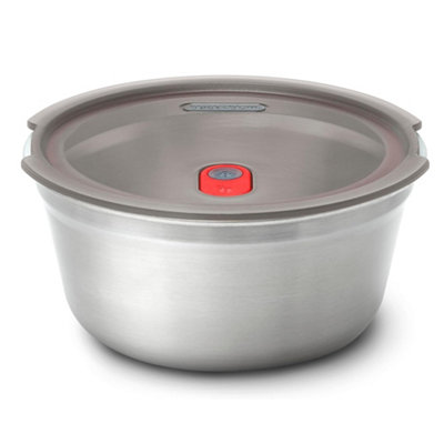 Black + Blum Black+Blum Microwavable Stainless Steel Round Food BowlGrey & Red from B&Q