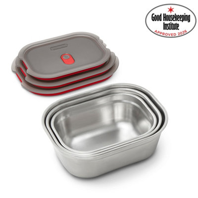 Black + Blum Unisex Grey Microwavable Steel Multifunction Meal Prep Box Set - Image 5