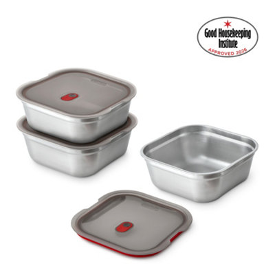 B&Q -  Black+Blum Microwavable Steel Multifunction Meal Prep Box Set Medium