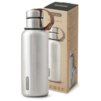 Black+Blum Insulated Water Bottle 500ml - Black Matte Stainless Steel - Leak-Proof - Vegan Leather Strap - Image 4