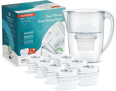 B&Q -  Oria Water Filter Jug White & 9 Evolve Filter Cartridges2.8L