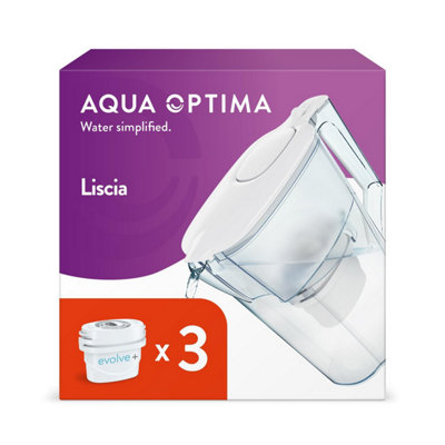 Aqua Optima Water Filter Jug Liscia 2.5L & 3 X Evolve+ Filters (3 Months Pack) from B&Q