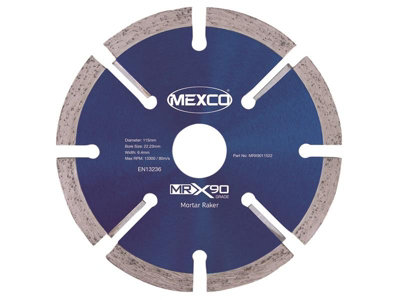 Mexco Mrx9011522 X90 Grade Mortar Raking Diamond Blade 115 X 22mm Mexmrx90115 from B&Q