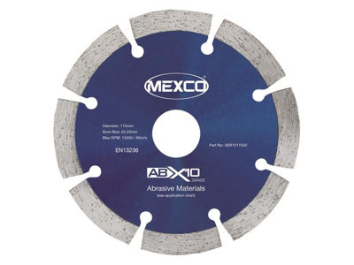 Mexco Abx1011522 Abrasive Materials X10 Grade Diamond Blade 115 X 22.23mm Mexabx10115 from B&Q