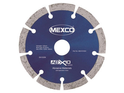 Mexco Abx1012522 Abrasive Materials X10 Grade Diamond Blade 125 X 22.23mm Mexabx10125 from B&Q