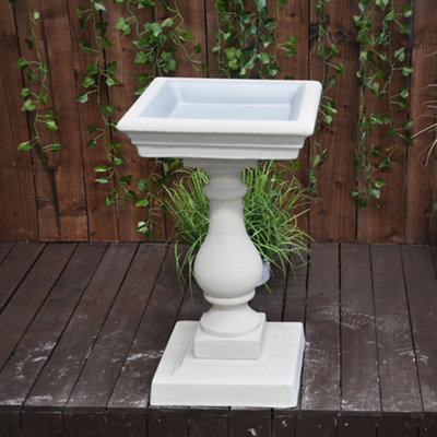 Classic Sandstone Birdbath With Square Top from B&Q