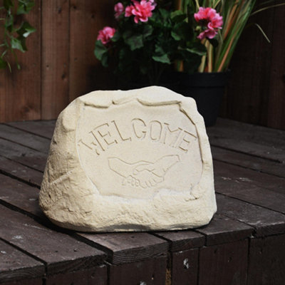  - Sandstone Rock 'welcome' Garden Sign