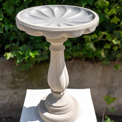 Elegant Tall Sandstone Birdbath from B&Q