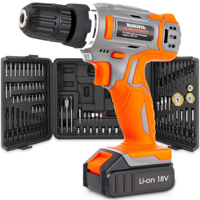 Terratek 18V Cordless Drill & 89Pc Drill Bit Set & Charger Included