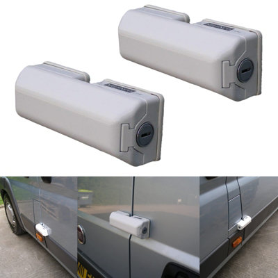 Milenco Van Locks Slide Barn Door High Security WhiteTwin Pack from B&Q