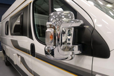 Milenco Short Arm Chrome Mirror Covers For Fiat Ducato, Peugeot Boxer & Citroen Relay