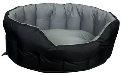 P&L Waterproof Oval Softee Dog Bed - Medium - Black/Grey - Image 4
