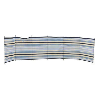 Diamond Products Ltd 7 Pole Sand & Stripe Windbreak Blue/Grey