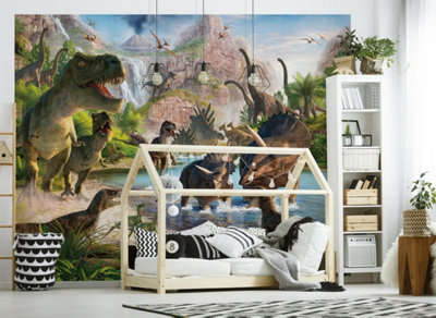 Walltastic Dinosaur Land Multicolour Smooth Wallpaper Mural 8Ft High X 10Ft Wide from B&Q