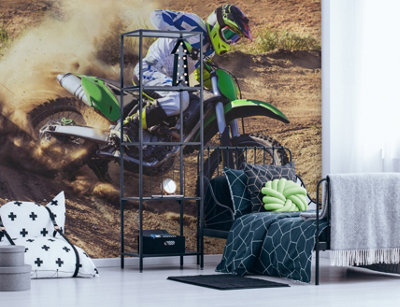 B&Q -  Motocross Multicolour Smooth Wallpaper Mural 8Ft High X 10Ft Wide